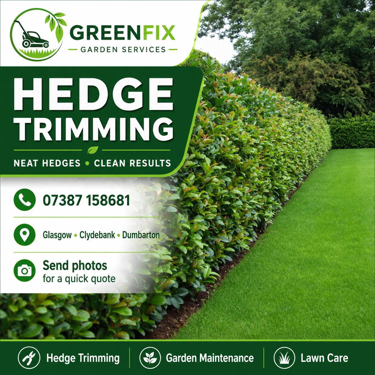 Hedge trimming service in Glasgow by GreenFix Garden Services